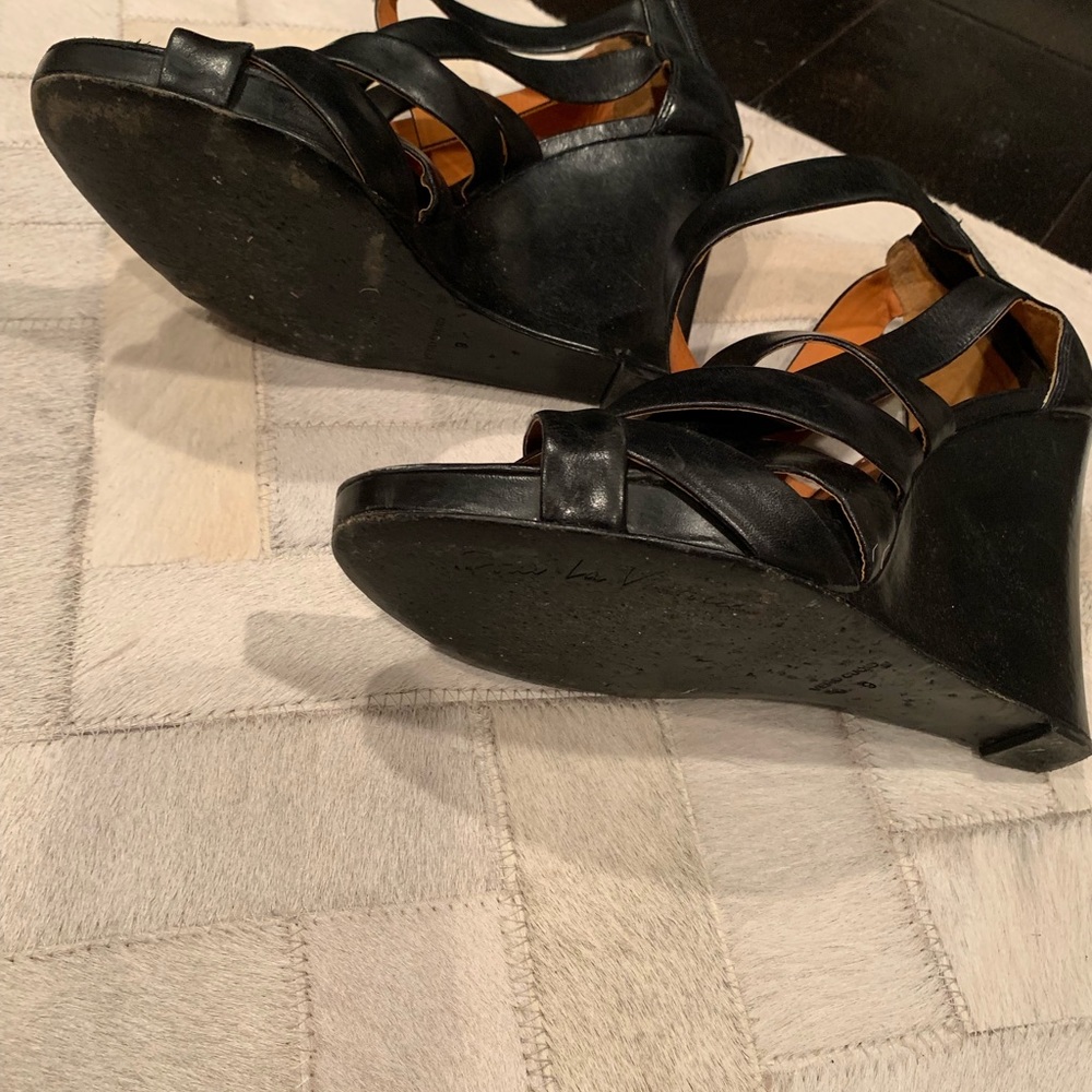 Black leather wedge